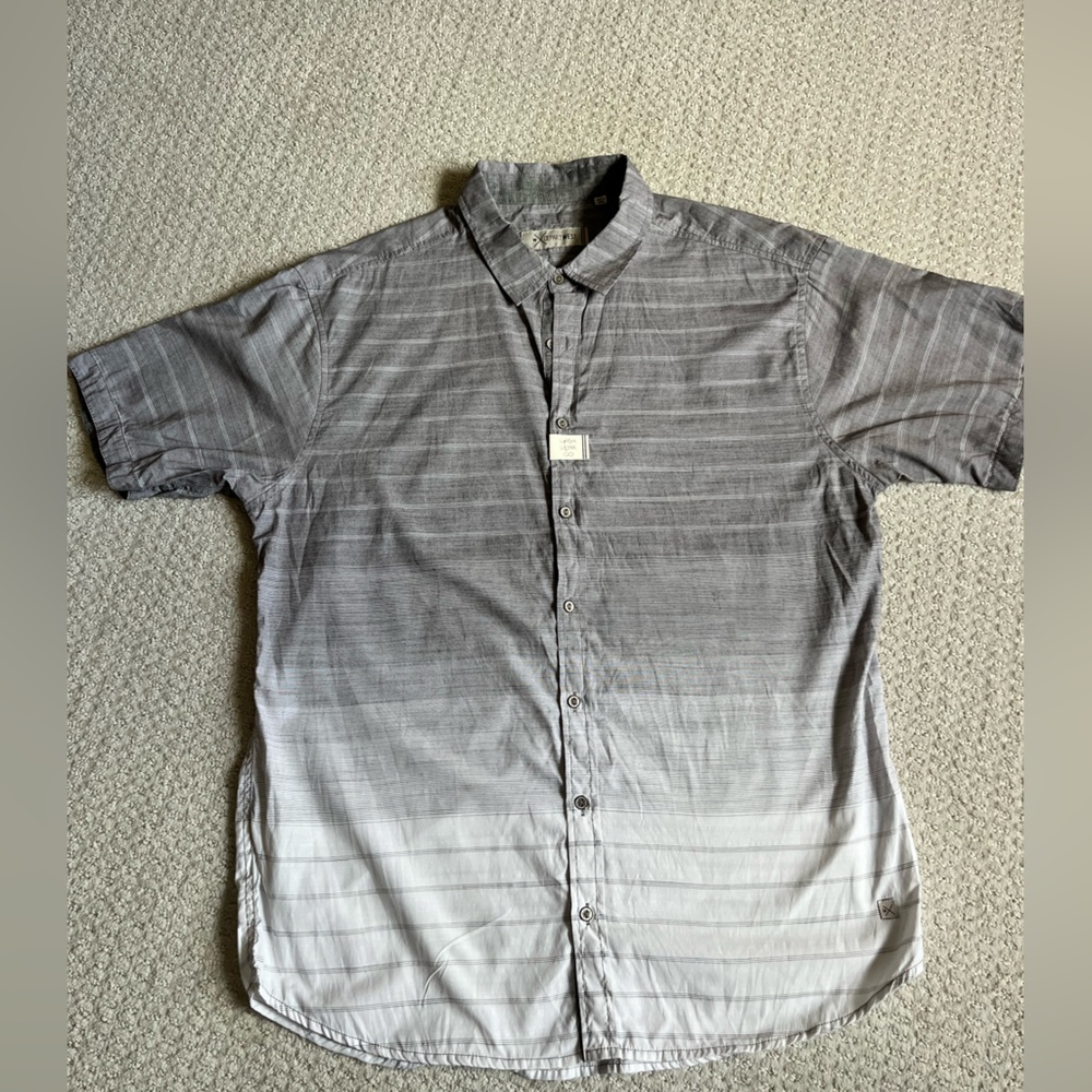 Men's Drpartwest Buckle Gray Gradient Button Down… - image 1